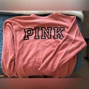 PINK Victoria’s Secret coral crew neck sweatshirt. Size Large.